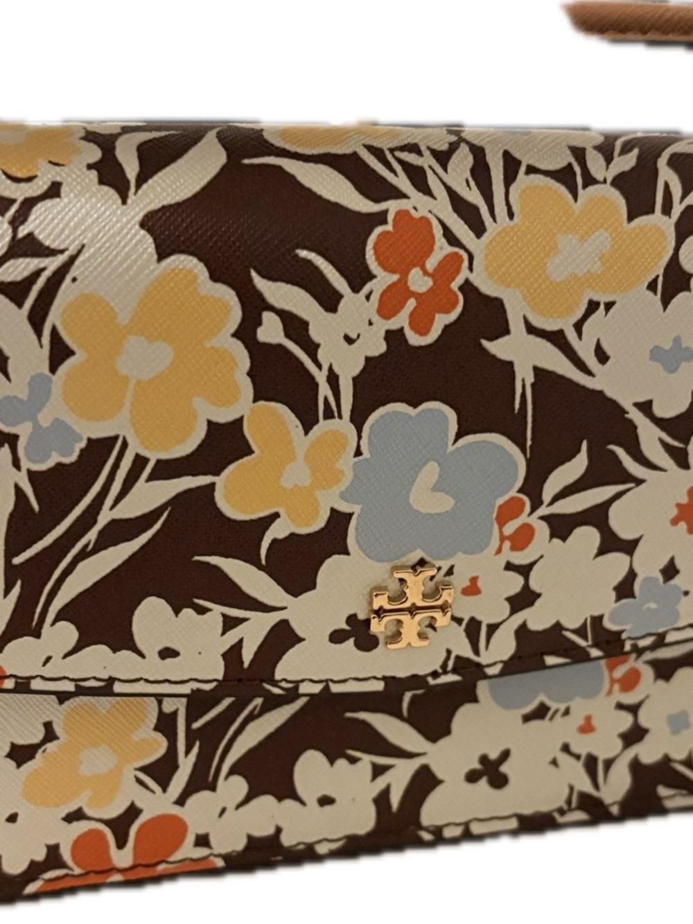 Tory Burch Emerson Brown Floral Print Top Handle & Crossbody Bag New - Picture 4 of 10